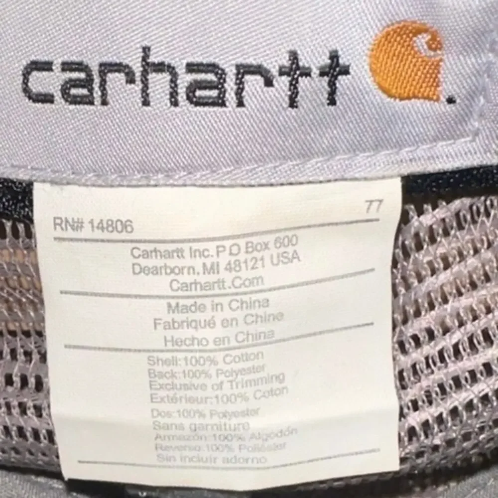 Carhartt Est 1889 Mesh Back Trucker Hat Beige Gray Snapback Workwear Cap OS